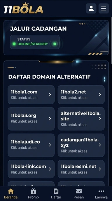 Tampilan link alternatif 11bola