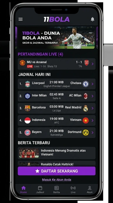 Tampilan halaman daftar 11bola