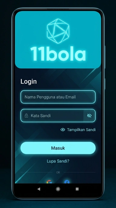 Tampilan halaman login 11bola