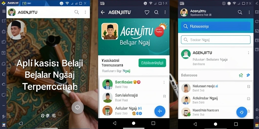 Tampilan antarmuka pengguna AGENJITU saat belajar ngaji.