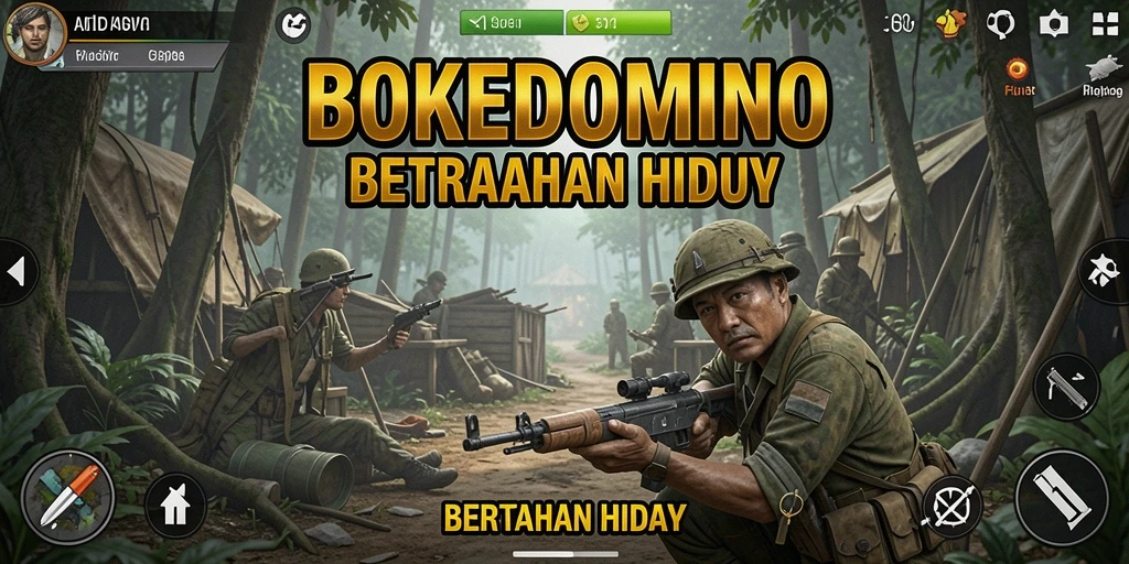 Tampilan antarmuka BOKEDOMINO saat bertahan hidup di dunia virtual.