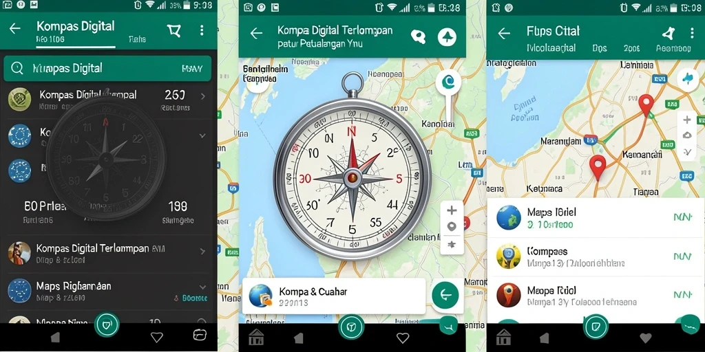 Tampilan antarmuka F08 dengan fungsi kompas digital yang mudah digunakan.